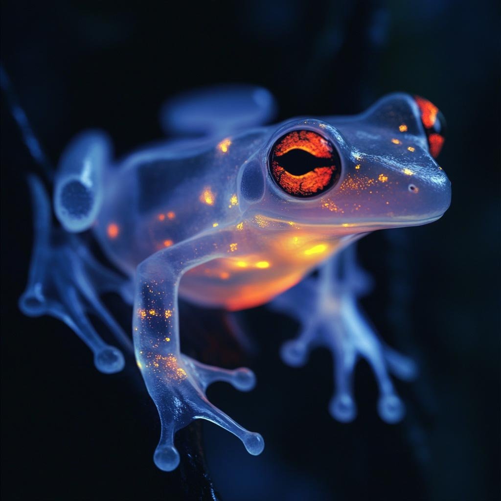 Conceptual image of a bioluminescent frog