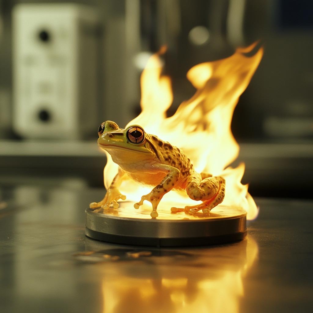 Frog with reddish heat-resistant skin