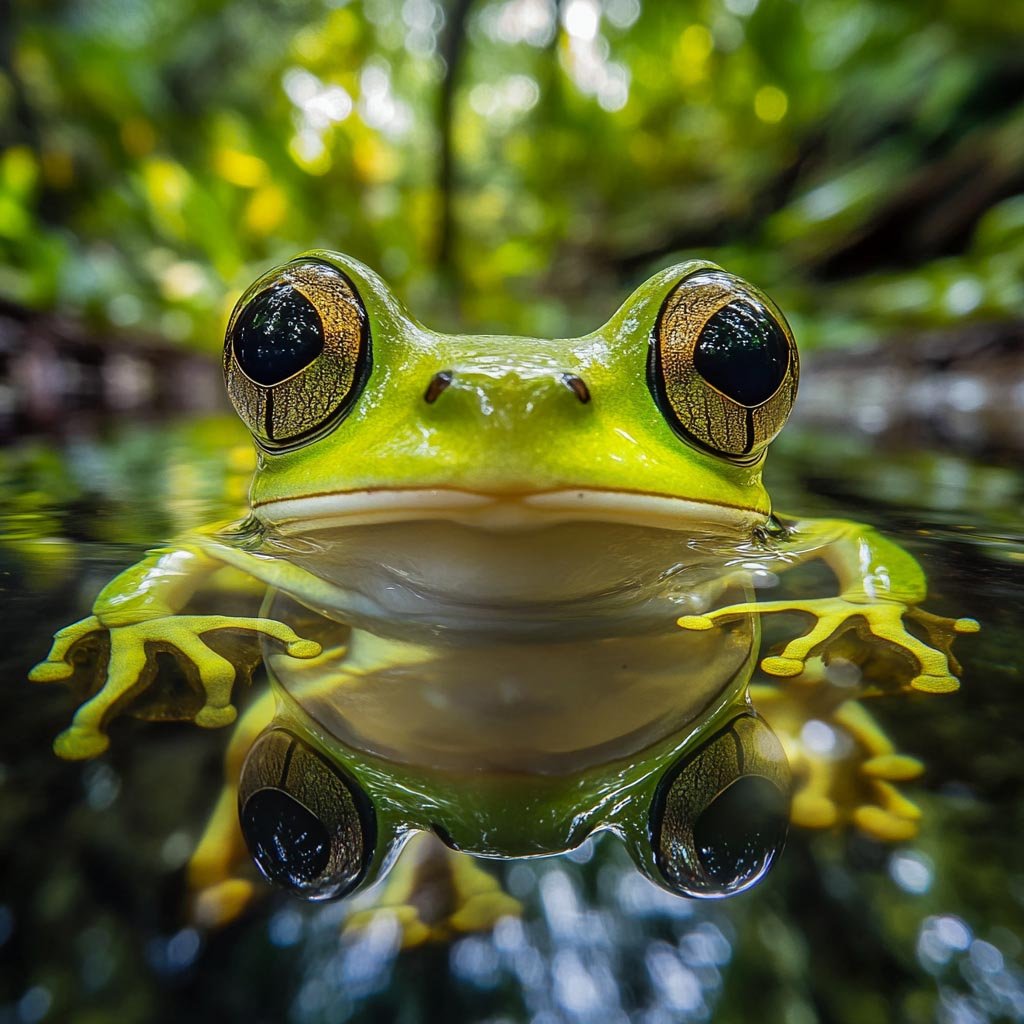 Glass frog with visible internal organs