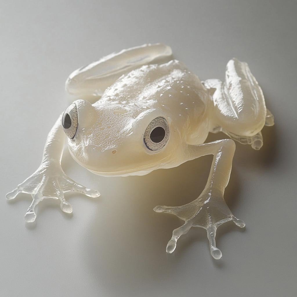 Nearly transparent frog that blends with its background